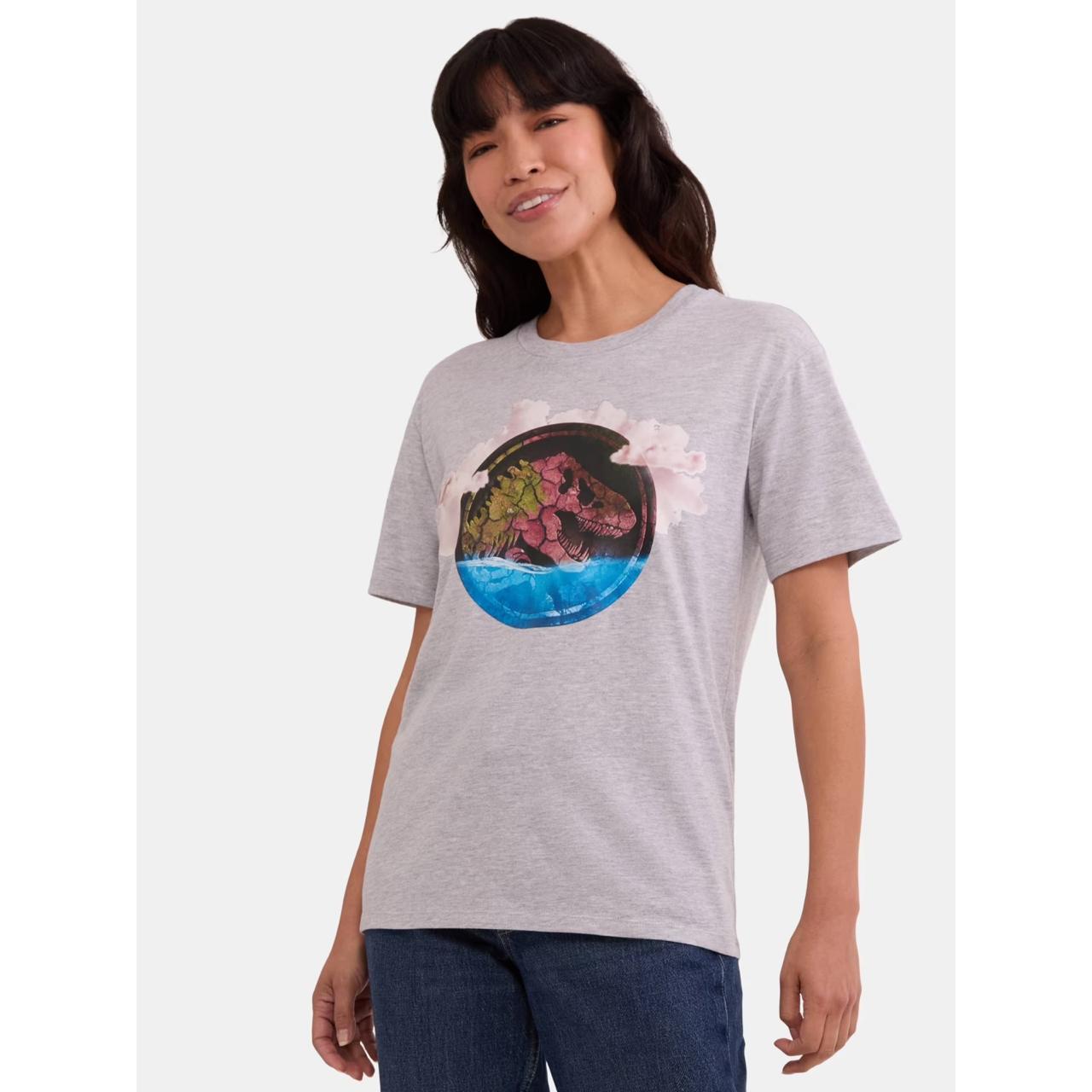 Camiseta Mujer gris Jurassic Park