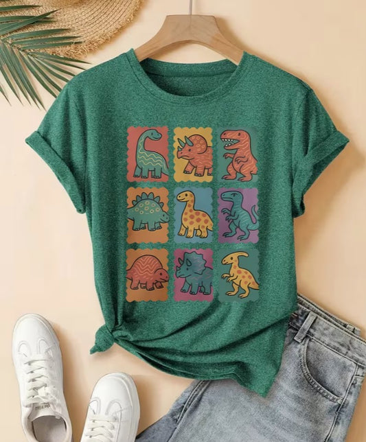 Camiseta Adulto Verde 9 Dinos