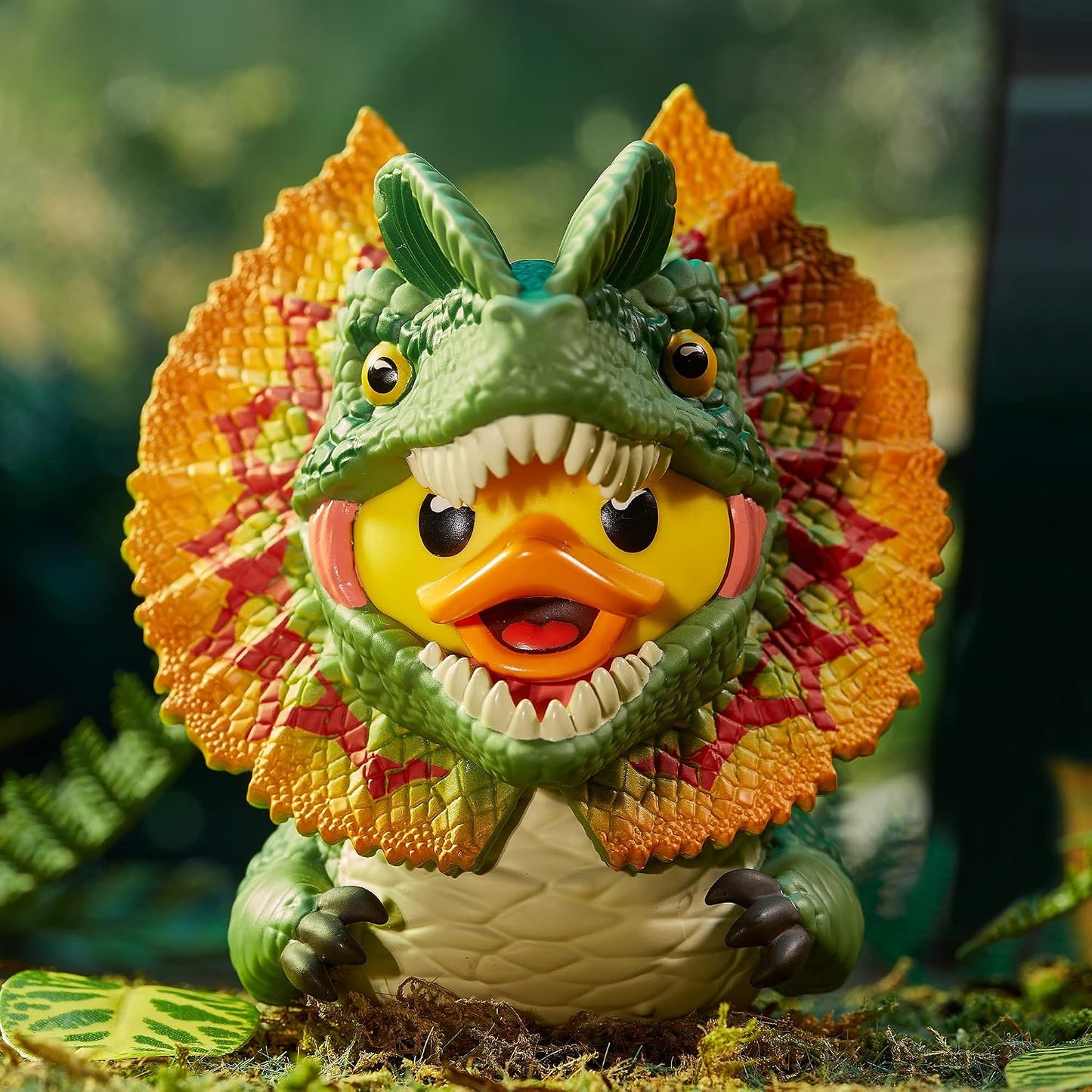 Pato de goma coleccionable disfrazado de Dilophosaurus Jurassic Park - Edición Mini