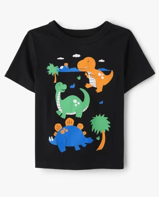 Camiseta Children Place Negra 3 dinos