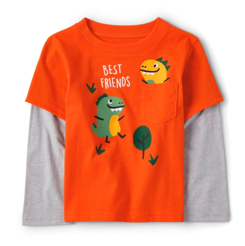 Camiseta gris y naranja Children Place