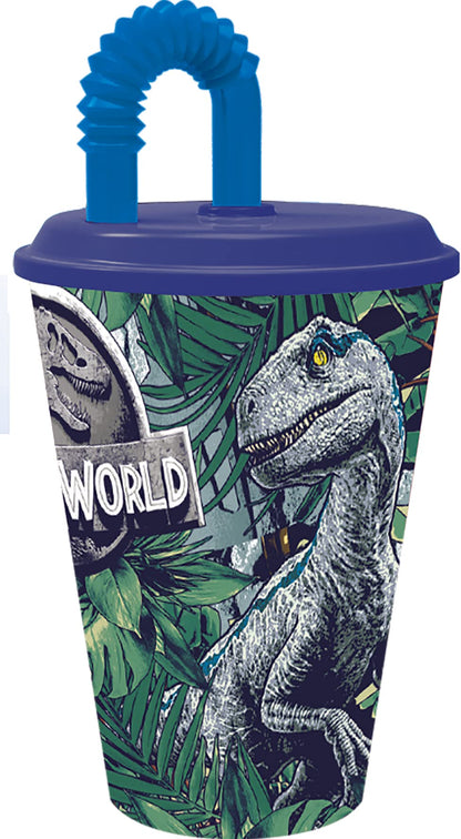 Vaso plástico con pajilla Jurassic