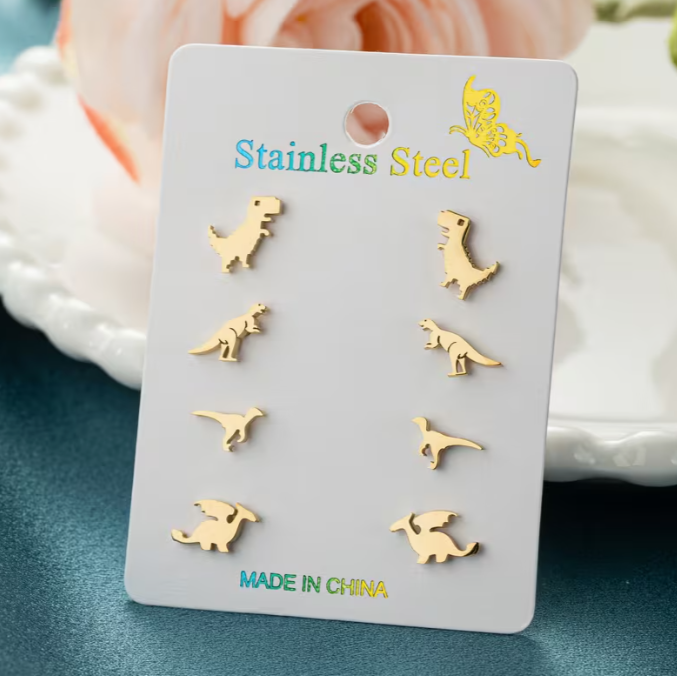 Juego de 6 Aretes Dinosaurios