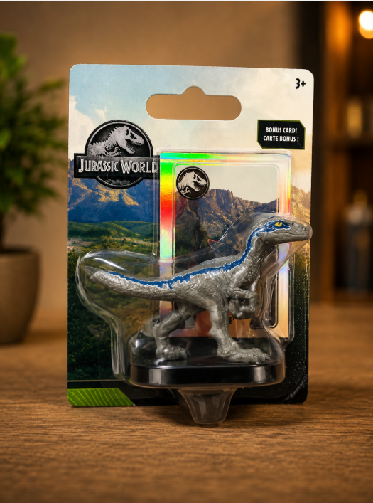 Jurassic World mini Velociraptor Blue con carta coleccionable
