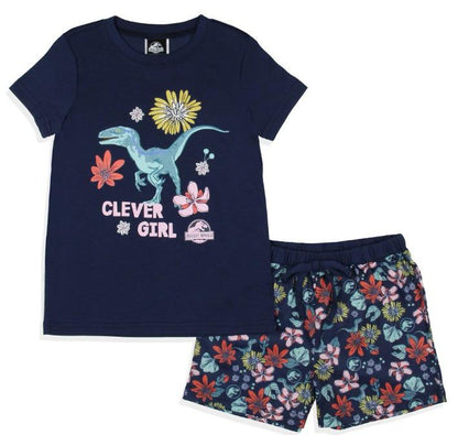 Pijama Jurassic World Clever Girl  Azul Flores niñas