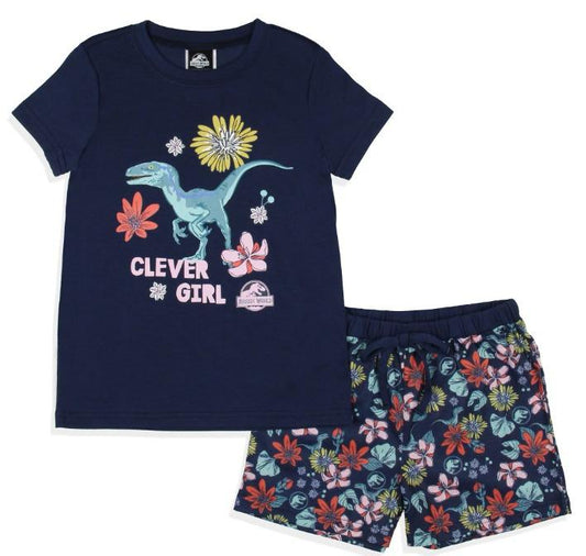 Pijama Jurassic World Clever Girl  Azul Flores niñas