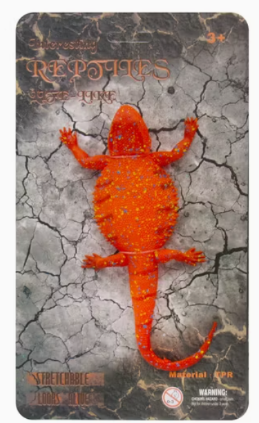 Reptil anaranjado estirable