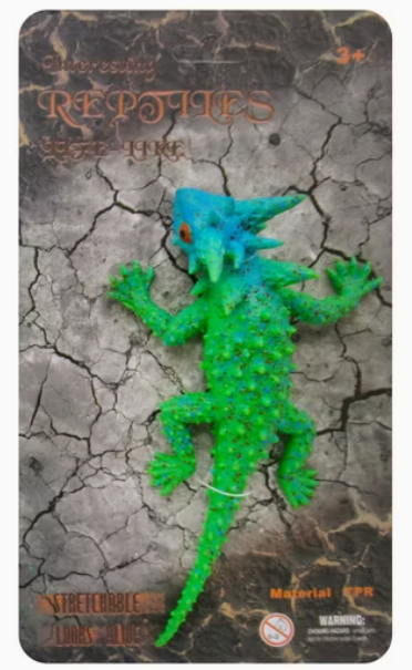 Reptil de lagartija verde/azul estirable
