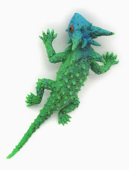 Reptil de lagartija verde/azul estirable