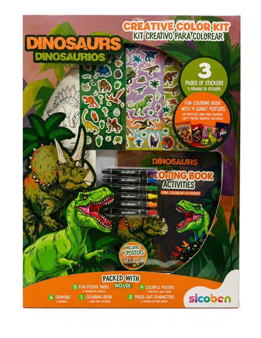 Set Creativo para Colorear de Dinosaurios con Stickers