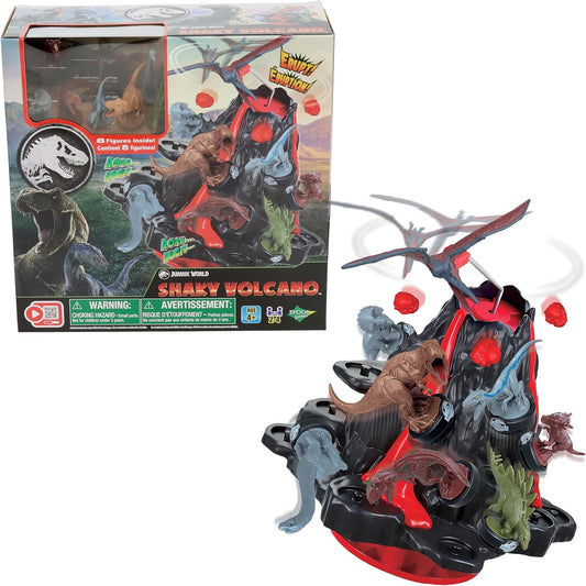 Jurassic World Shaky Volcano - Juego de dinosaurios de mesa lleno de acción