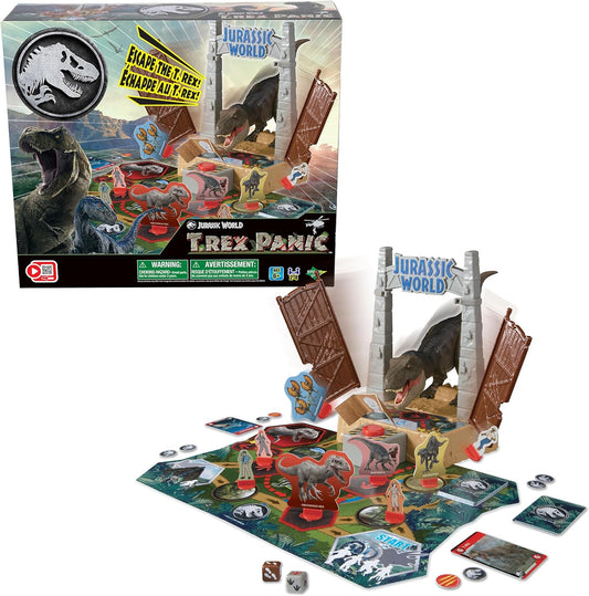 Jurassic World T. Rex Panic - Juego de dinosaurios de mesa lleno de acción