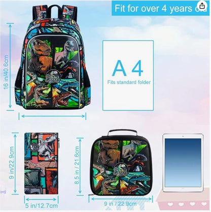 Salveque (Mochila) Jurassic con Lonchera y cartuchera