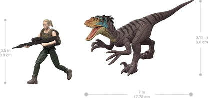 Set Zora Bennett y Velociraptor Jurassic World Rebirth